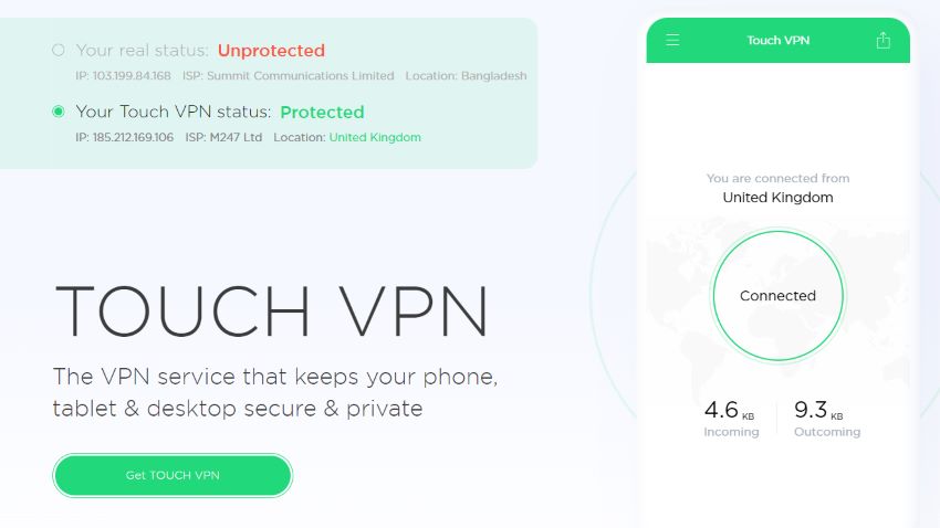 Touch VPN - Image Screenshoted From Touch VPN Official Website