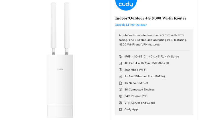 Key Features of the Cudy LT400 Outdoor